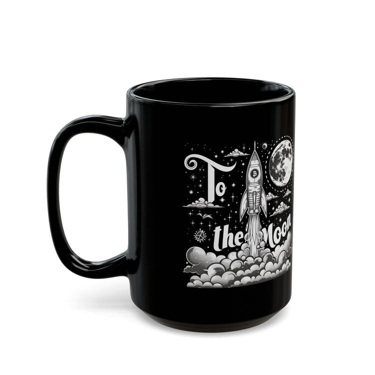 Bitcoin to the Moon Black Mug