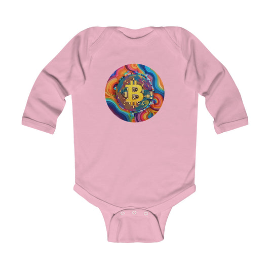 Bitcoin Hippie Badge Baby Bodysuit